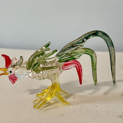 Trio of vintage glass roosters