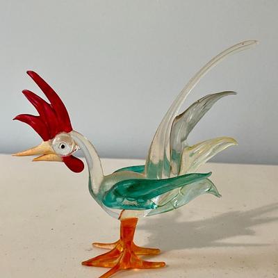 Trio of vintage glass roosters
