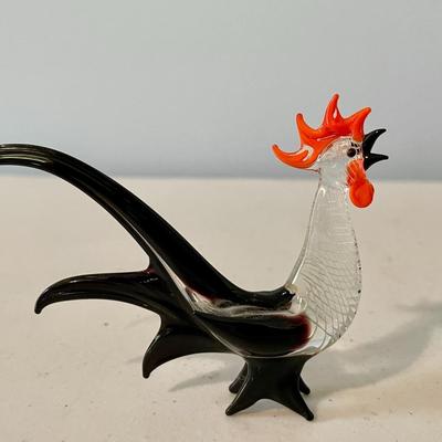 Trio of vintage glass roosters