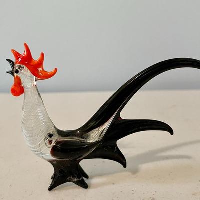Trio of vintage glass roosters