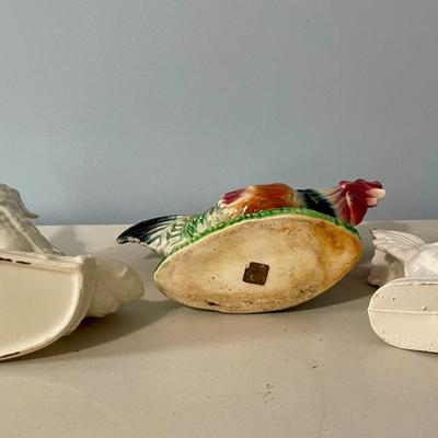 Trio of vintage ceramic roosters
