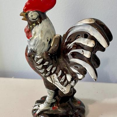 Pair of vintage ceramic painted roosters