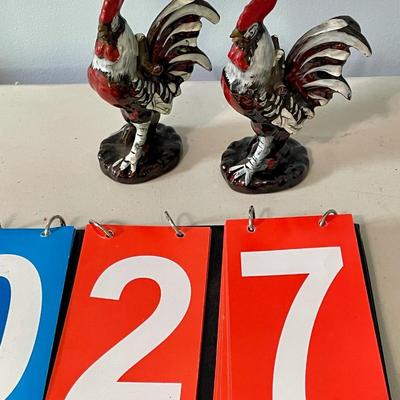 Pair of vintage ceramic painted roosters