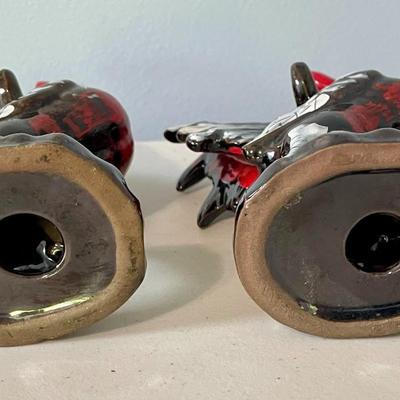 Pair of vintage ceramic painted roosters