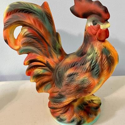 Vintage painted ceramic rooster & hen