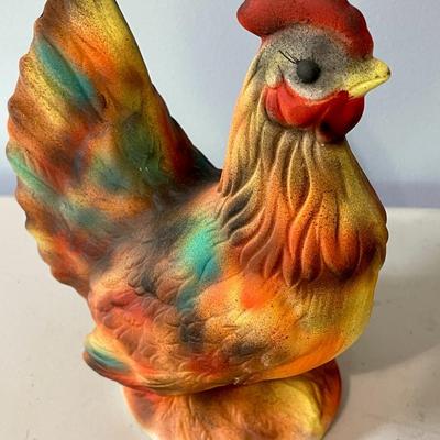 Vintage painted ceramic rooster & hen