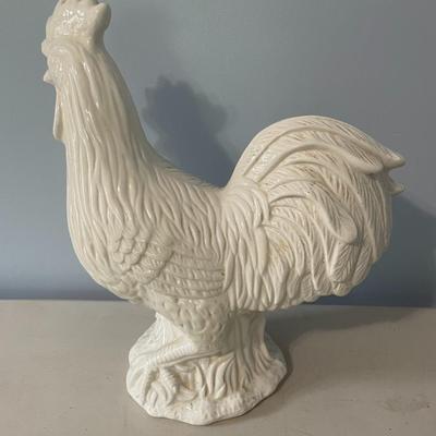 Tall white glazed rooster