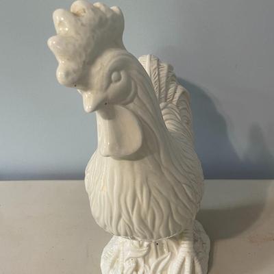 Tall white glazed rooster