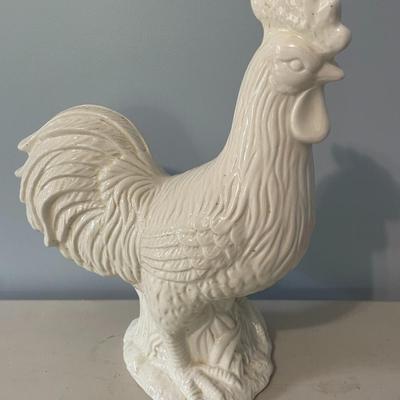 Tall white glazed rooster