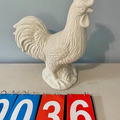 Tall white glazed rooster