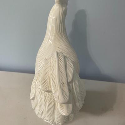 Tall white glazed rooster
