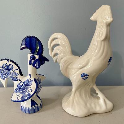 Pair of vintage ceramic roosters