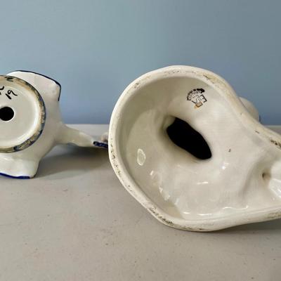 Pair of vintage ceramic roosters