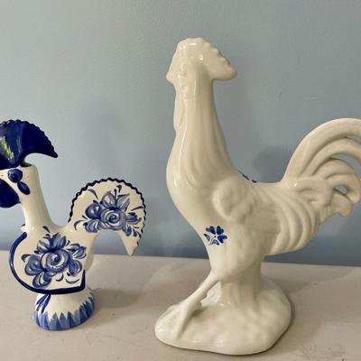 Pair of vintage ceramic roosters