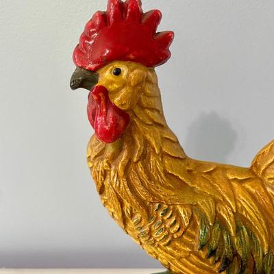 Painted cast iron rooster doorstop