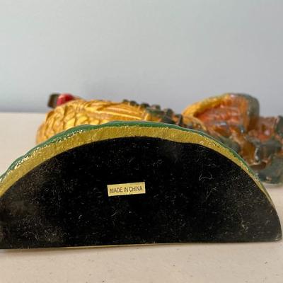 Painted cast iron rooster doorstop
