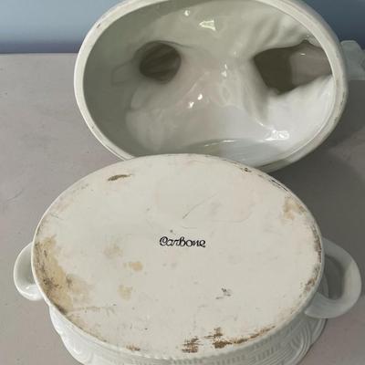 Vintage Carbone white rooster tureen