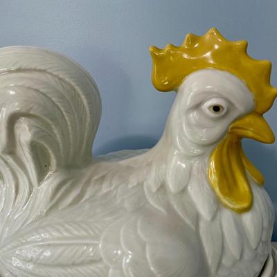 Vintage Carbone white rooster tureen