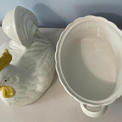 Vintage Carbone white rooster tureen