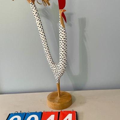 Tall painted wooden rooster by Lonnie & Twyla Money