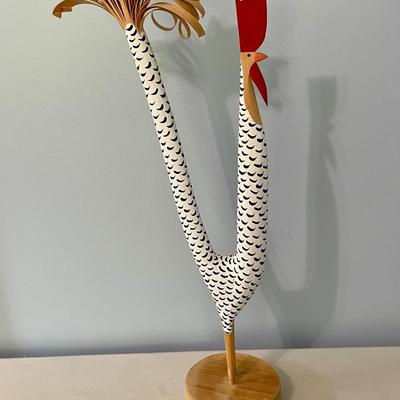 Tall painted wooden rooster by Lonnie & Twyla Money
