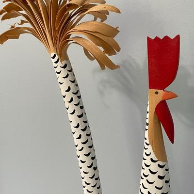 Tall painted wooden rooster by Lonnie & Twyla Money