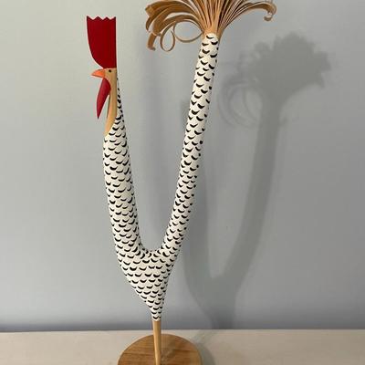 Tall painted wooden rooster by Lonnie & Twyla Money