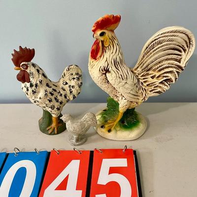 Vintage 3pc lot of roosters