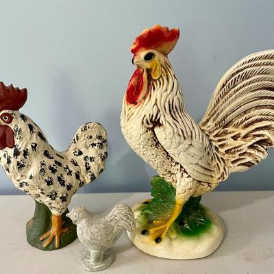 Vintage 3pc lot of roosters