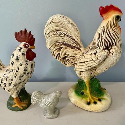 Vintage 3pc lot of roosters