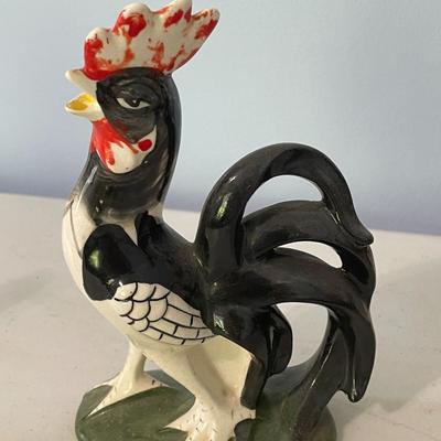 Vintage 3pc lot of ceramic & chalkware roosters