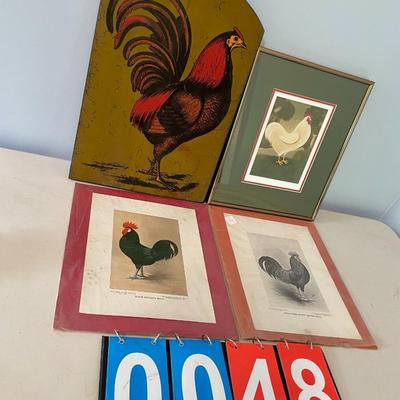 Vintage 4pc lot of rooster art