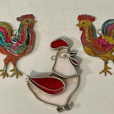 Mixed 7pc lot of "flat" roosters