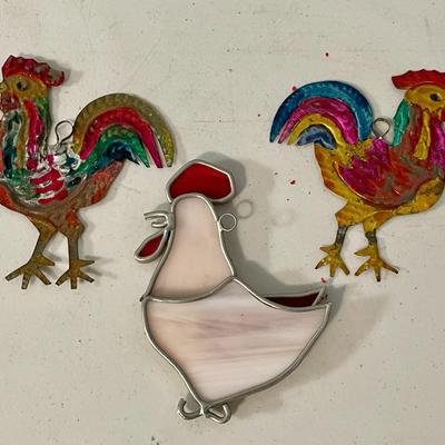 Mixed 7pc lot of "flat" roosters