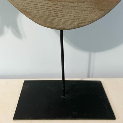 Large wood rooster on metal stand