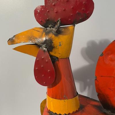 Large welded metal rooster