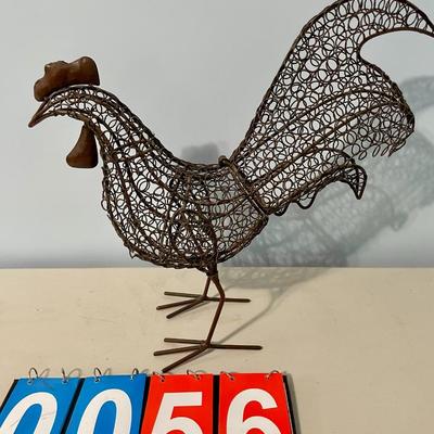 Metal rooster hinged basket