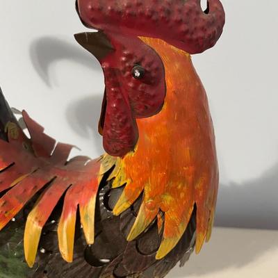 Punched metal rooster
