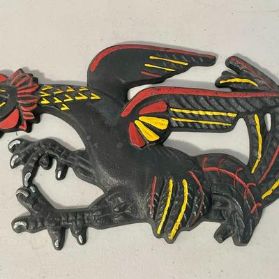 Pair of vintage Winton painted cast iron fighting roosters