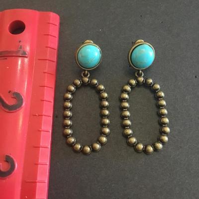 Faux turquoise, bronze, toned earrings