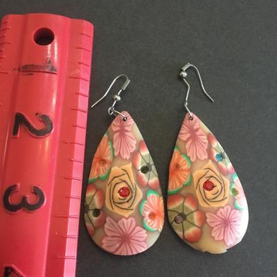 Multicolored statement, earrings, missing some rhinestones