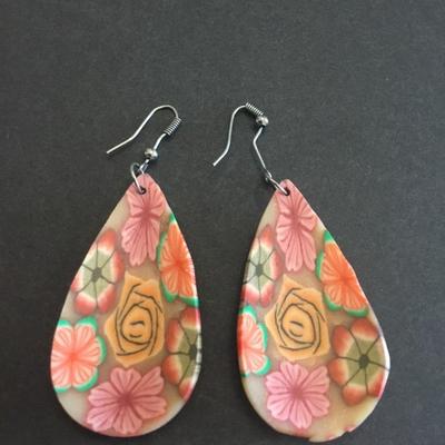 Multicolored statement, earrings, missing some rhinestones
