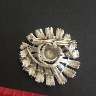 Vintage Coro signed swirl hobnail textured, metal, flower, brooch/pin