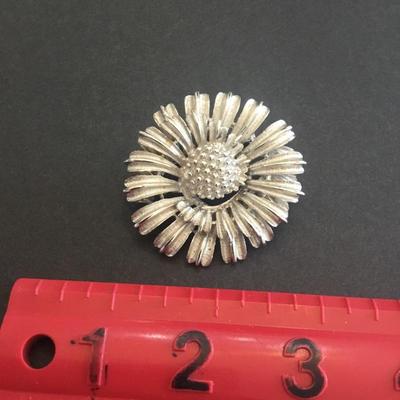 Vintage Coro signed swirl hobnail textured, metal, flower, brooch/pin