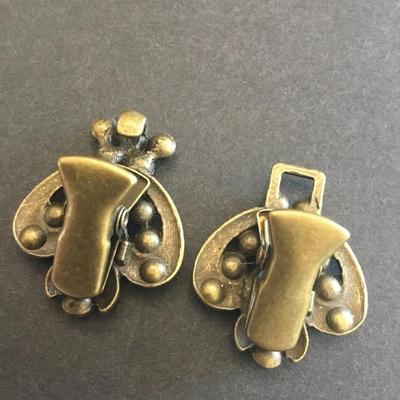 Vintage bronze, toned, rhinestone clips vintage clips