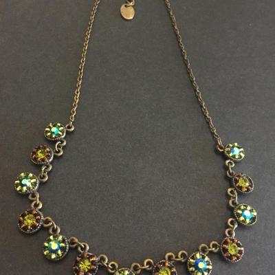 Very nice very beautiful rhinestone vintage bronze toned necklace