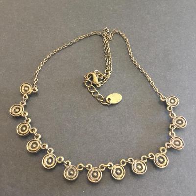Very nice very beautiful rhinestone vintage bronze toned necklace