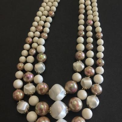 Gorgeous, vintage, three strand choker necklace