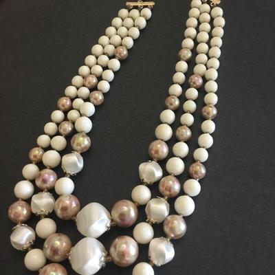 Gorgeous, vintage, three strand choker necklace