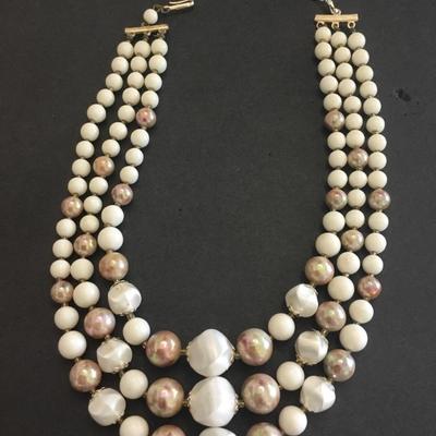 Gorgeous, vintage, three strand choker necklace
